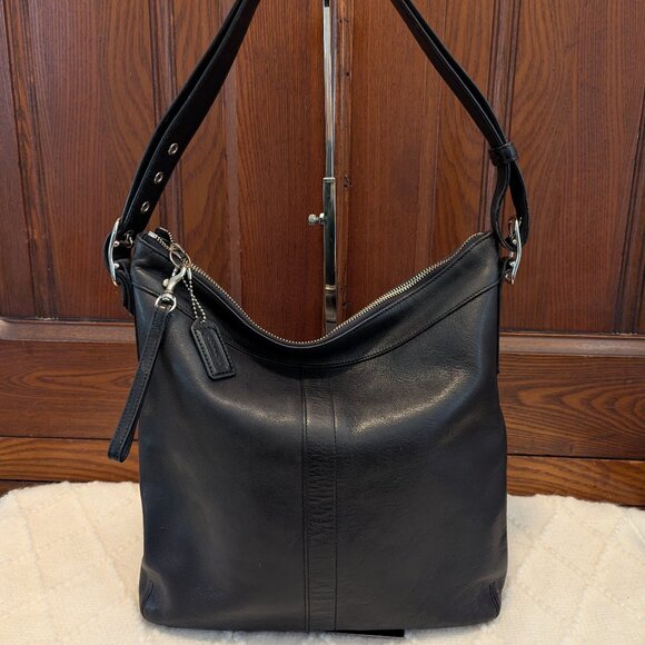 Vintage Coach 9188 Black Leather Legacy Slim Duffle Shoulder Bag/crossbody - Picture 2 of 11